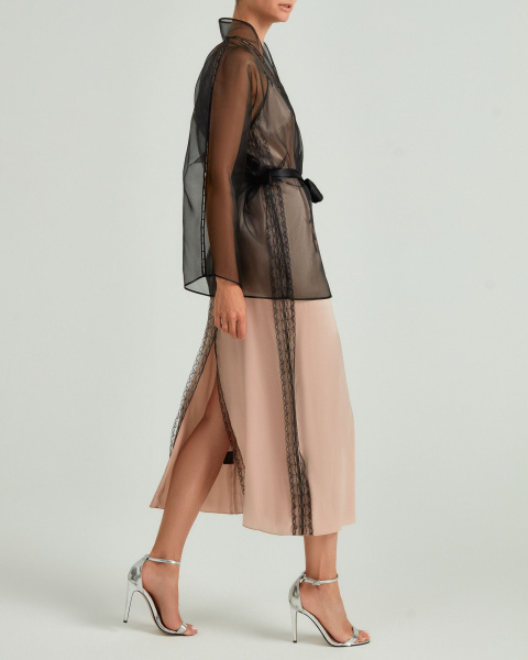 Расшитое кимоно из органзы с поясом