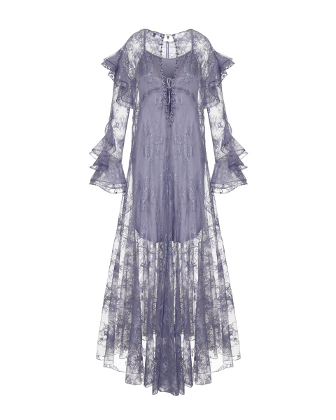 Платье кружевное макси с комбинацией