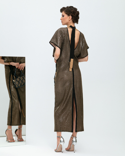 Платье-кимоно пайетки макси