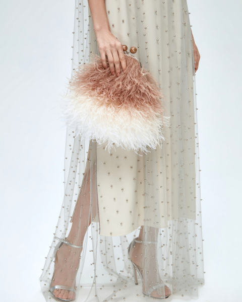 Перьевой клатч с цепочкой