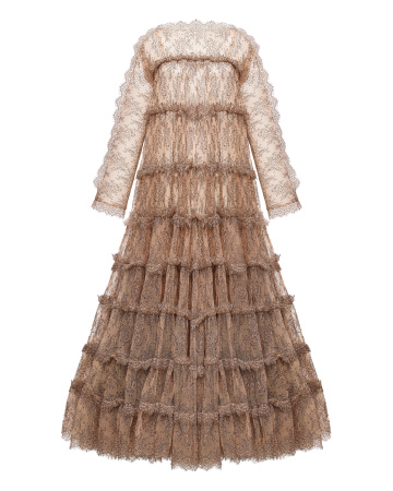 Макси платье из кружева шантильи