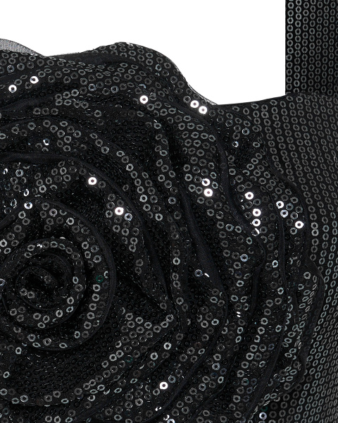 Топ укороченный с пайетками и розой