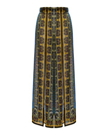 Брюки принт с разрезами