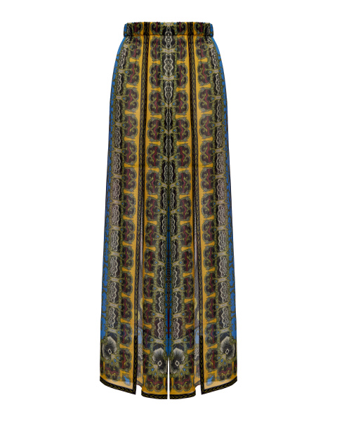 Брюки принт с разрезами