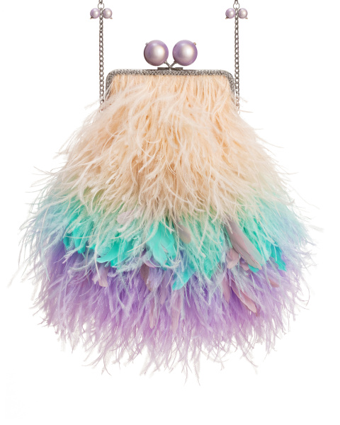 Перьевой клатч с цепочкой