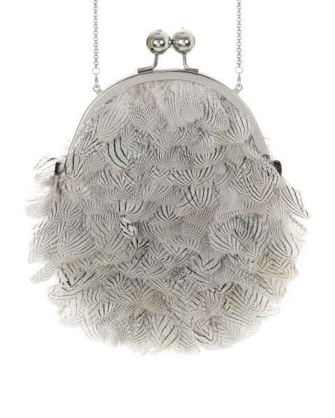 Перьевой клатч с цепочкой