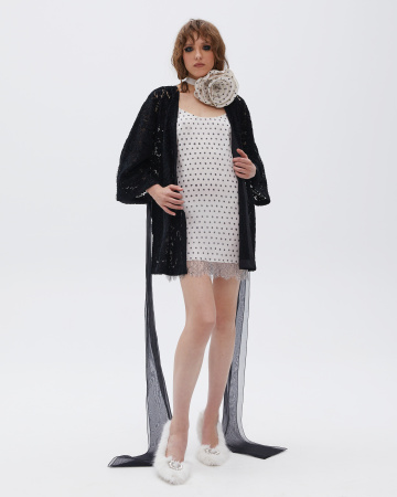 Кимоно  кружевное с поясом-бантом