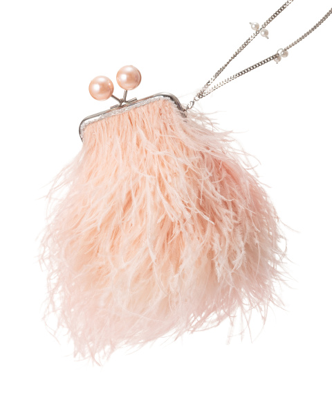 Перьевой клатч с цепочкой