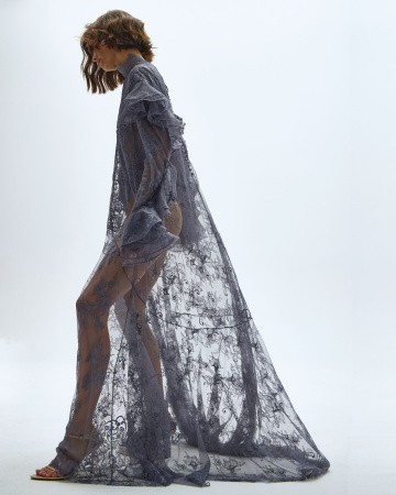 Платье кружевное макси с комбинацией