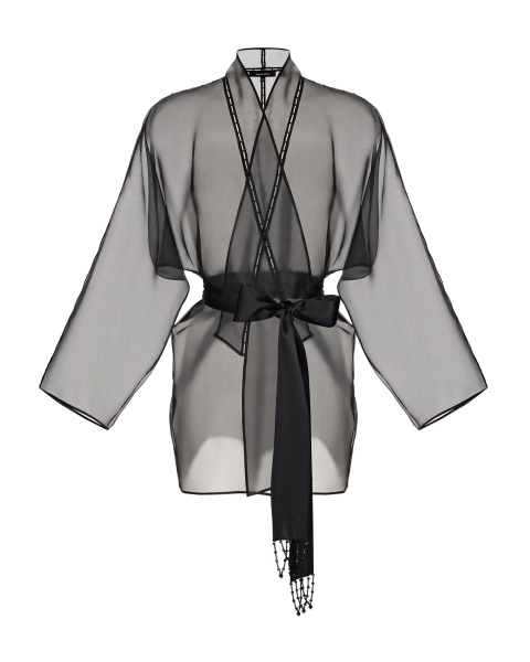 Расшитое кимоно из органзы с поясом