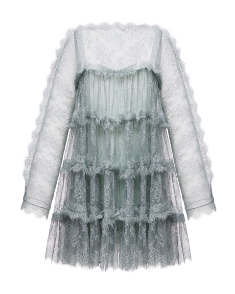 Мини платье из кружева шантильи