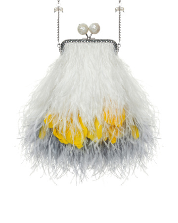 Перьевой клатч с цепочкой