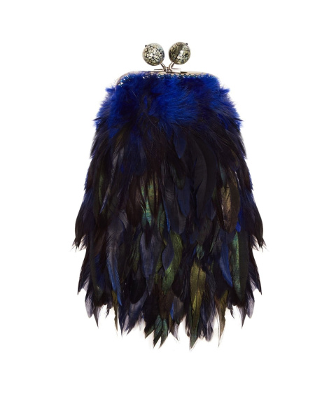 Перьевой клатч с цепочкой