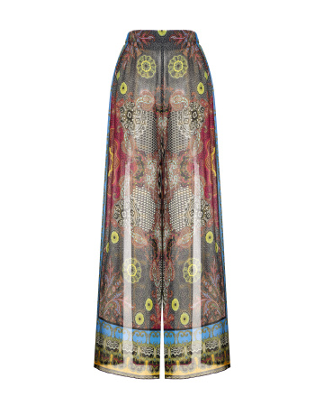 Брюки принт с разрезами