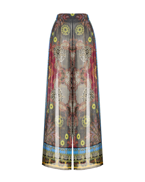 Брюки принт с разрезами