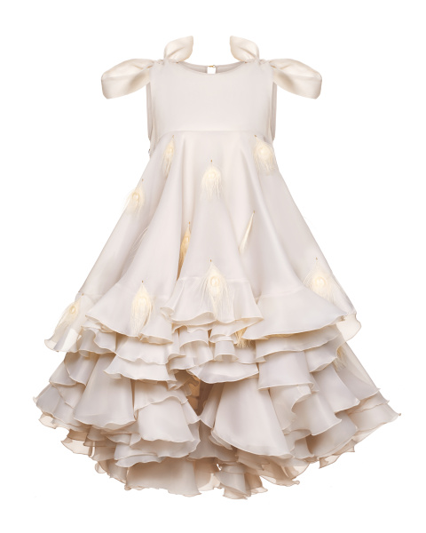 Платье мини с перьями павлина