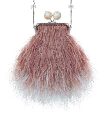 Перьевой клатч с цепочкой