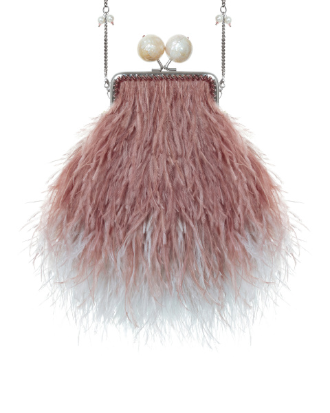Перьевой клатч с цепочкой