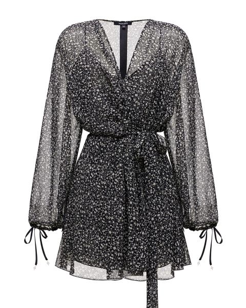 Платье мини на запах с комбинацией