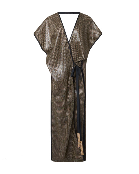 Платье-кимоно пайетки макси