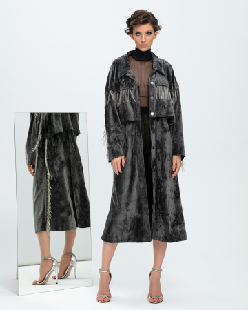 Тренч-Бомбер трансформер со стразами