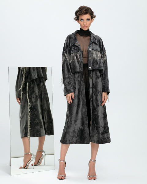 Тренч-Бомбер трансформер со стразами