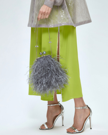 Перьевой клатч с цепочкой