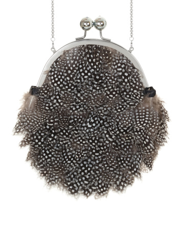 Перьевой клатч с цепочкой