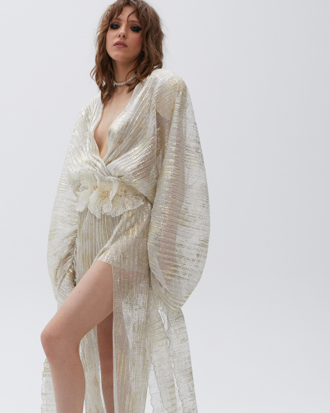 Плиссированное макси платье  