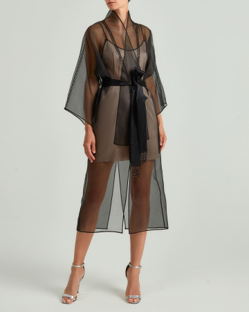 Расшитое кимоно из органзы с поясом