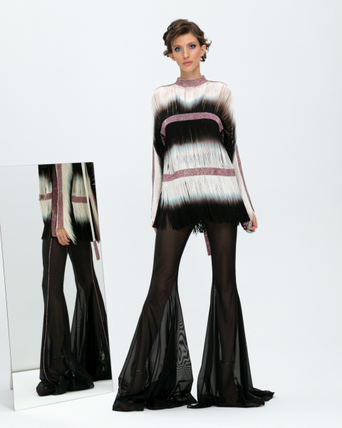 Брюки-клеш с отделкой из страз