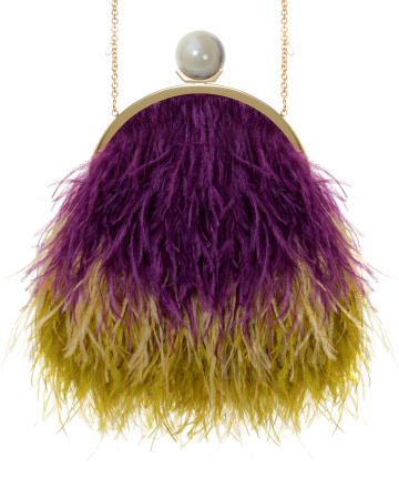 Перьевой клатч с цепочкой