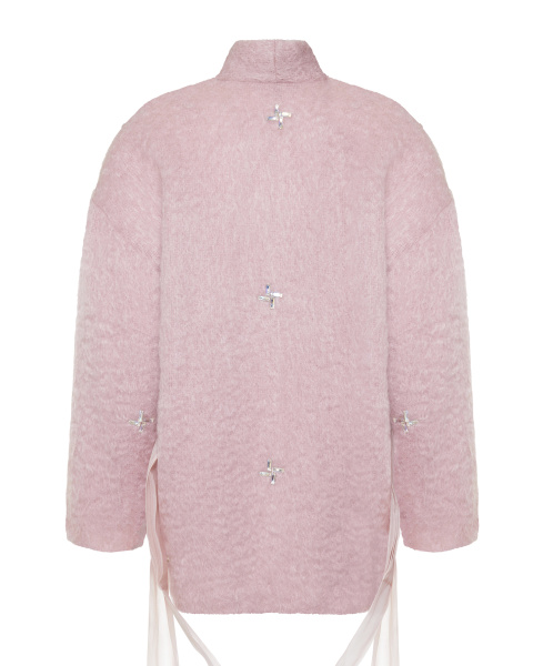 Полупальто с поясом декорированное стразами