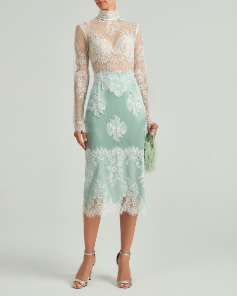 Боди-водолазка кружевное