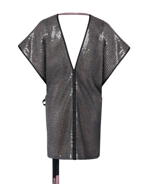 Платье-кимоно пайетки мини