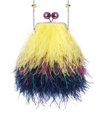 Перьевой клатч с цепочкой