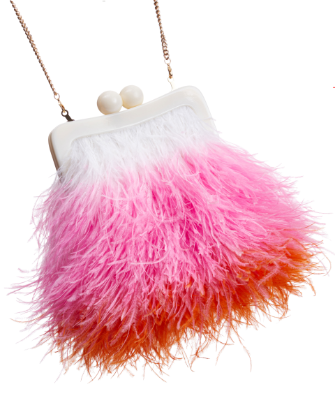 Перьевой клатч на пластике