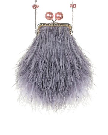 Перьевой клатч с цепочкой